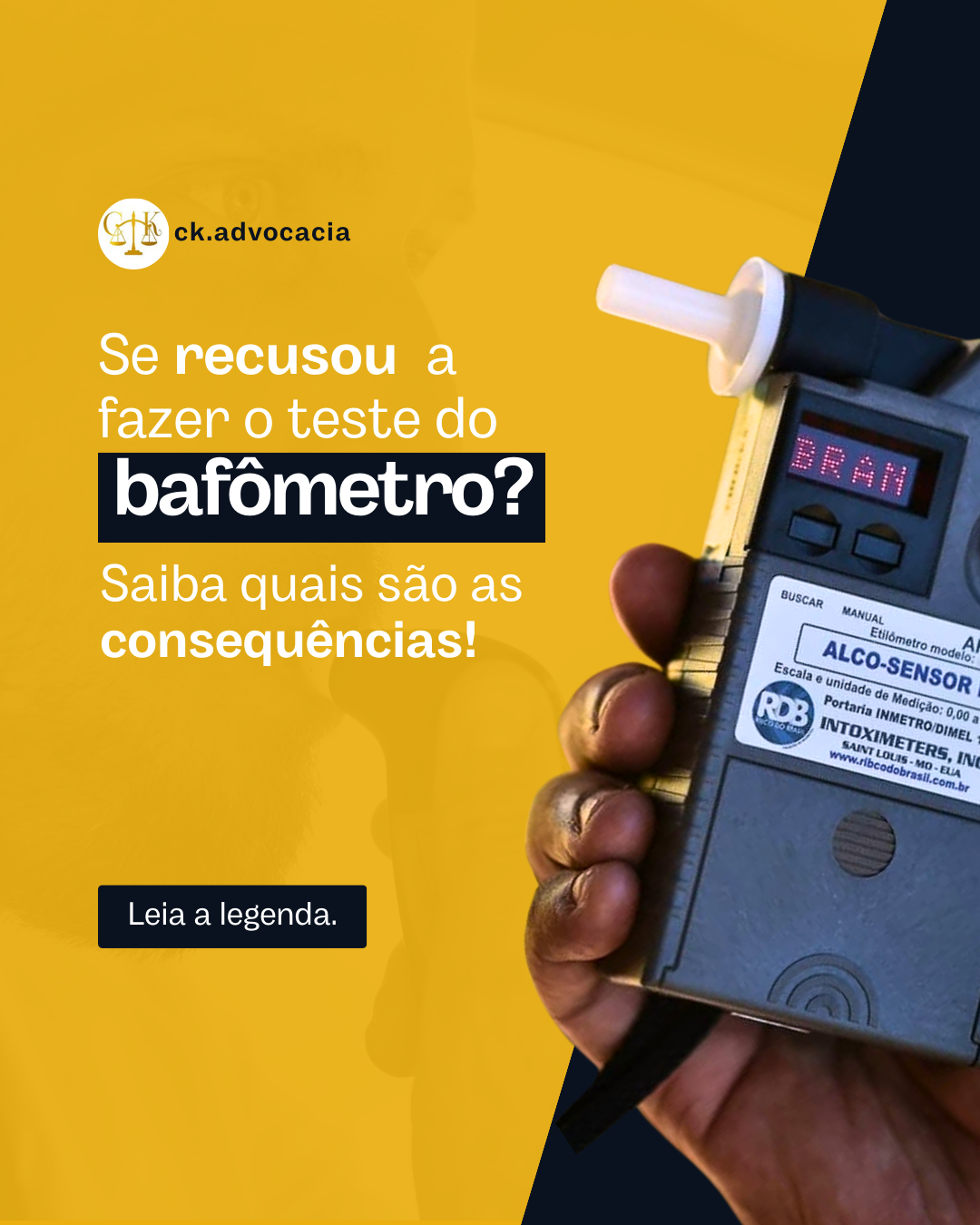 Recusar fazer o reste do bafômetro:
